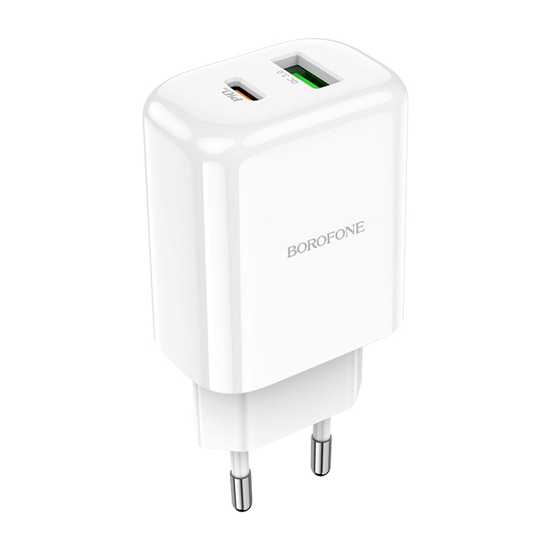 Chargeur Réseau Borofone BBN4 Potential, 20W, 3A, 1 x USB-A - 1 x USB-C, Blanc