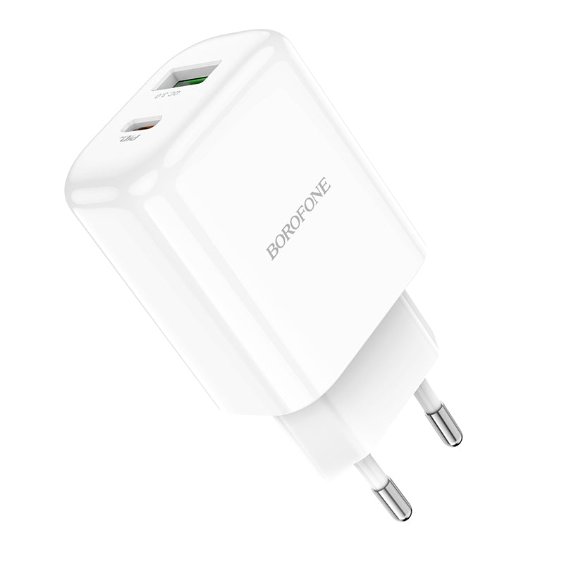 Chargeur Réseau Borofone BBN4 Potential, 20W, 3A, 1 x USB-A - 1 x USB-C, Blanc