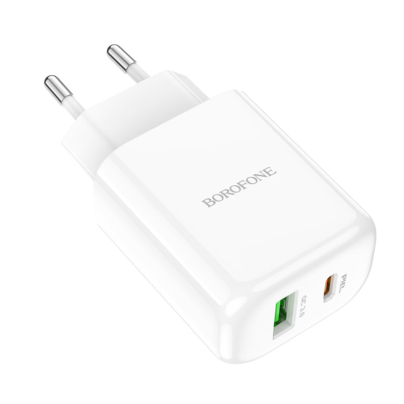 Chargeur Réseau Borofone BBN4 Potential, 20W, 3A, 1 x USB-A - 1 x USB-C, Blanc