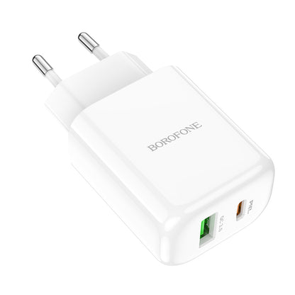 Chargeur Réseau Borofone BBN4 Potential, 20W, 3A, 1 x USB-A - 1 x USB-C, Blanc
