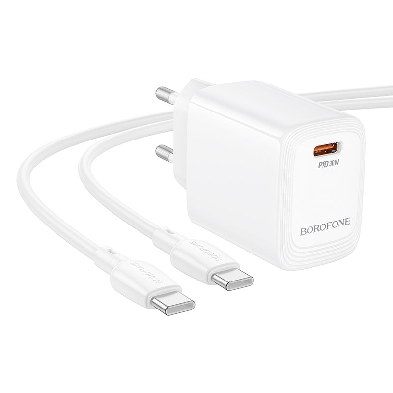 Netwerkoplader met USB-C Kabel Borofone BN28 Fuente, 30W, 3A, 1 x USB-C, Wit