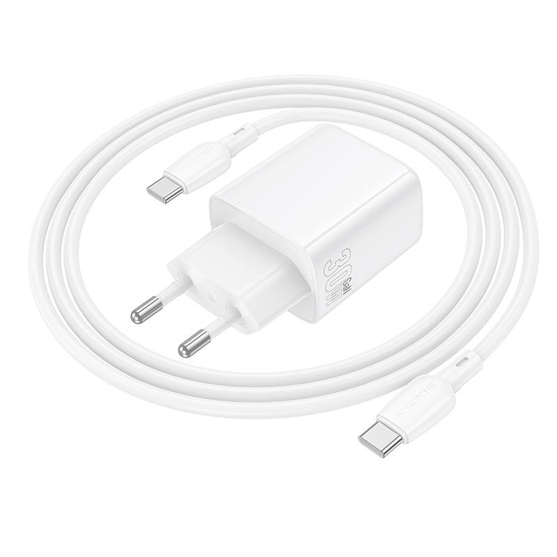 Netwerkoplader met USB-C Kabel Borofone BN28 Fuente, 30W, 3A, 1 x USB-C, Wit