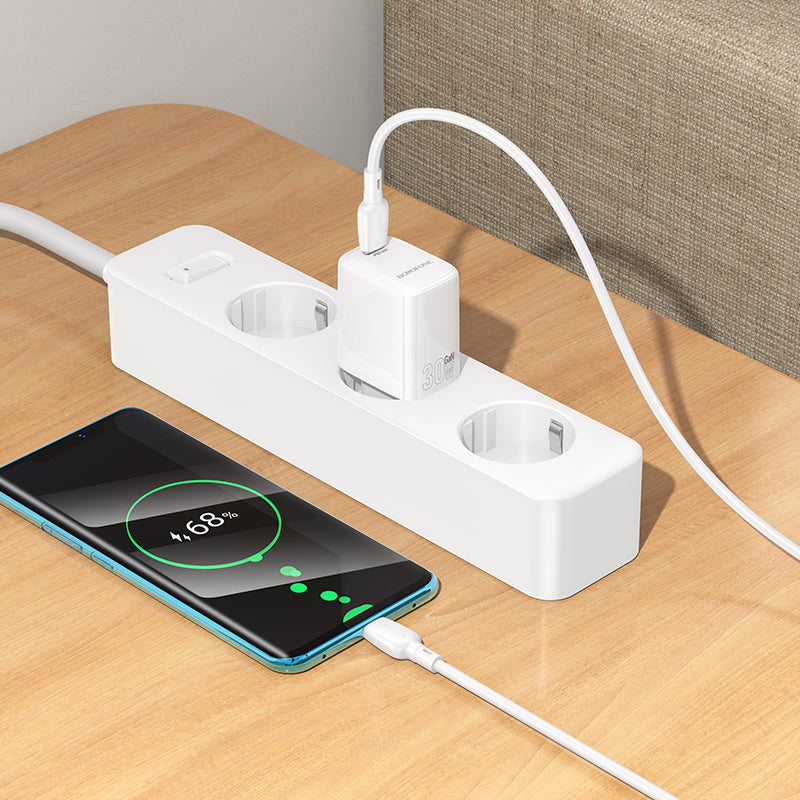 Netwerkoplader met USB-C Kabel Borofone BN28 Fuente, 30W, 3A, 1 x USB-C, Wit