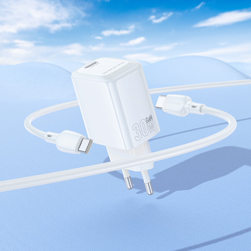 Netwerkoplader met USB-C Kabel Borofone BN28 Fuente, 30W, 3A, 1 x USB-C, Wit
