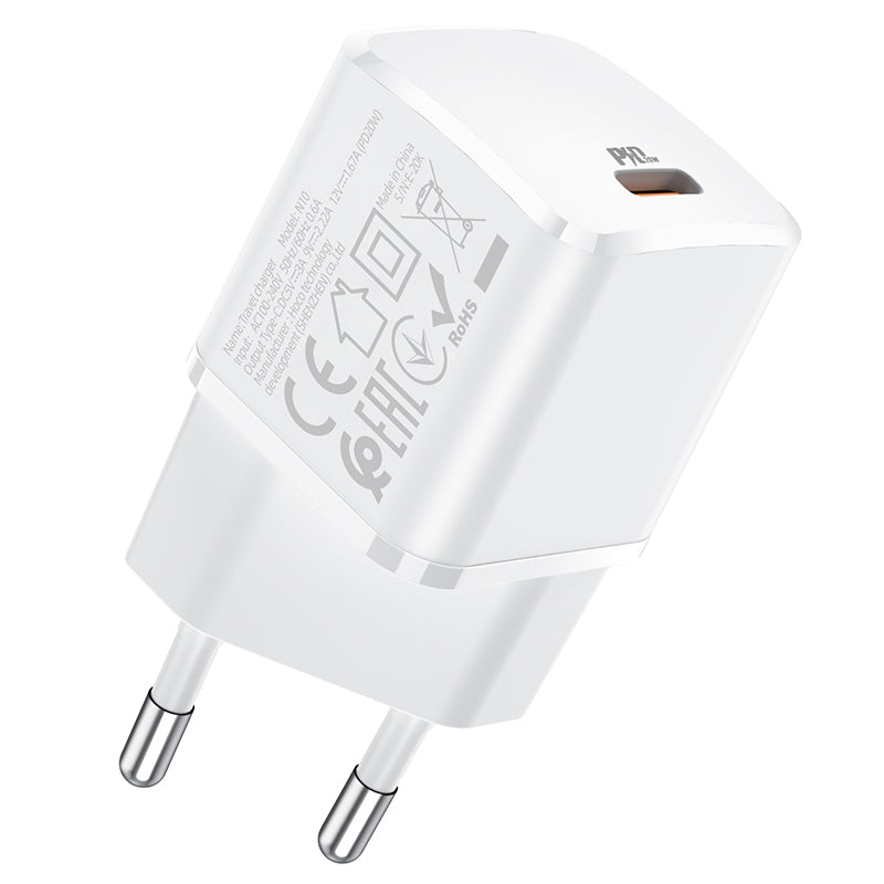 Chargeur réseau HOCO N10, 20W, 3A, 1 x USB-C, blanc