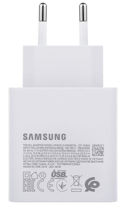 Netwerkoplader Samsung EP-TA865W, 65W, 3,25A, 1 x USB-C, Wit GP-PTU020SODWQ GP-PTU020SODWQ