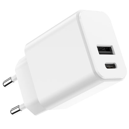 Netwerkoplader Setty, 20W, 3A, 1 x USB-A - 1 x USB-C, Wit