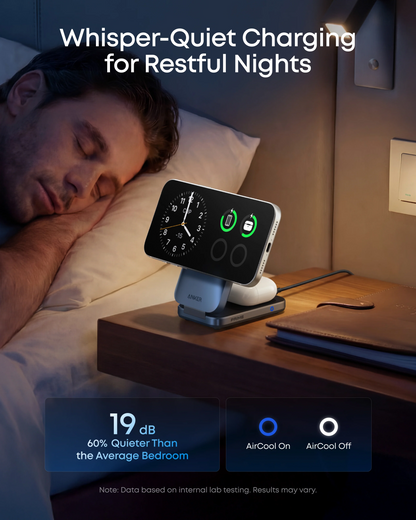 Chargeur Secteur Sans Fil Anker Prime MagGo 3en1, 25W, Noir A25N1