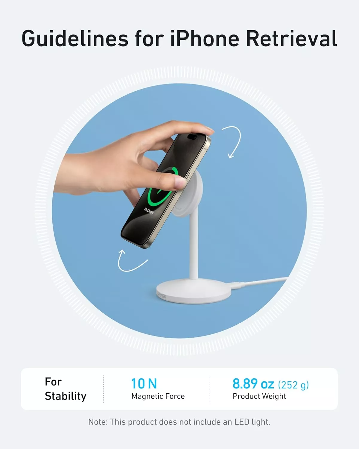 Anker MagGo Stand Wireless Netzladegerät, 15W, 1.67A, Weiß A25X1H21
