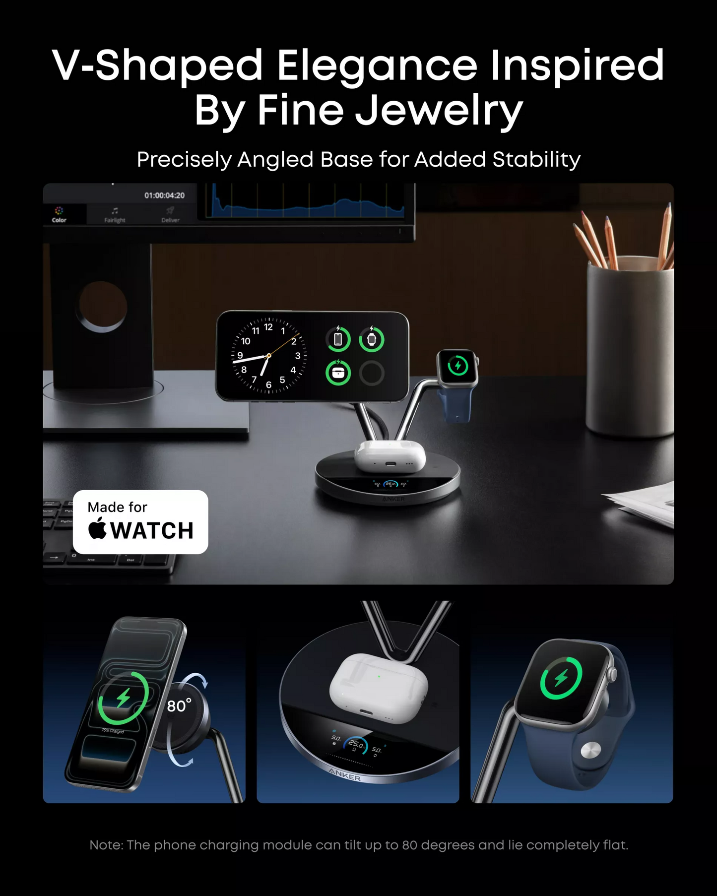 Anker Prime MagGo AirCool 3in1 Wireless Netzladegerät, 25W, Schwarz B25X7G11