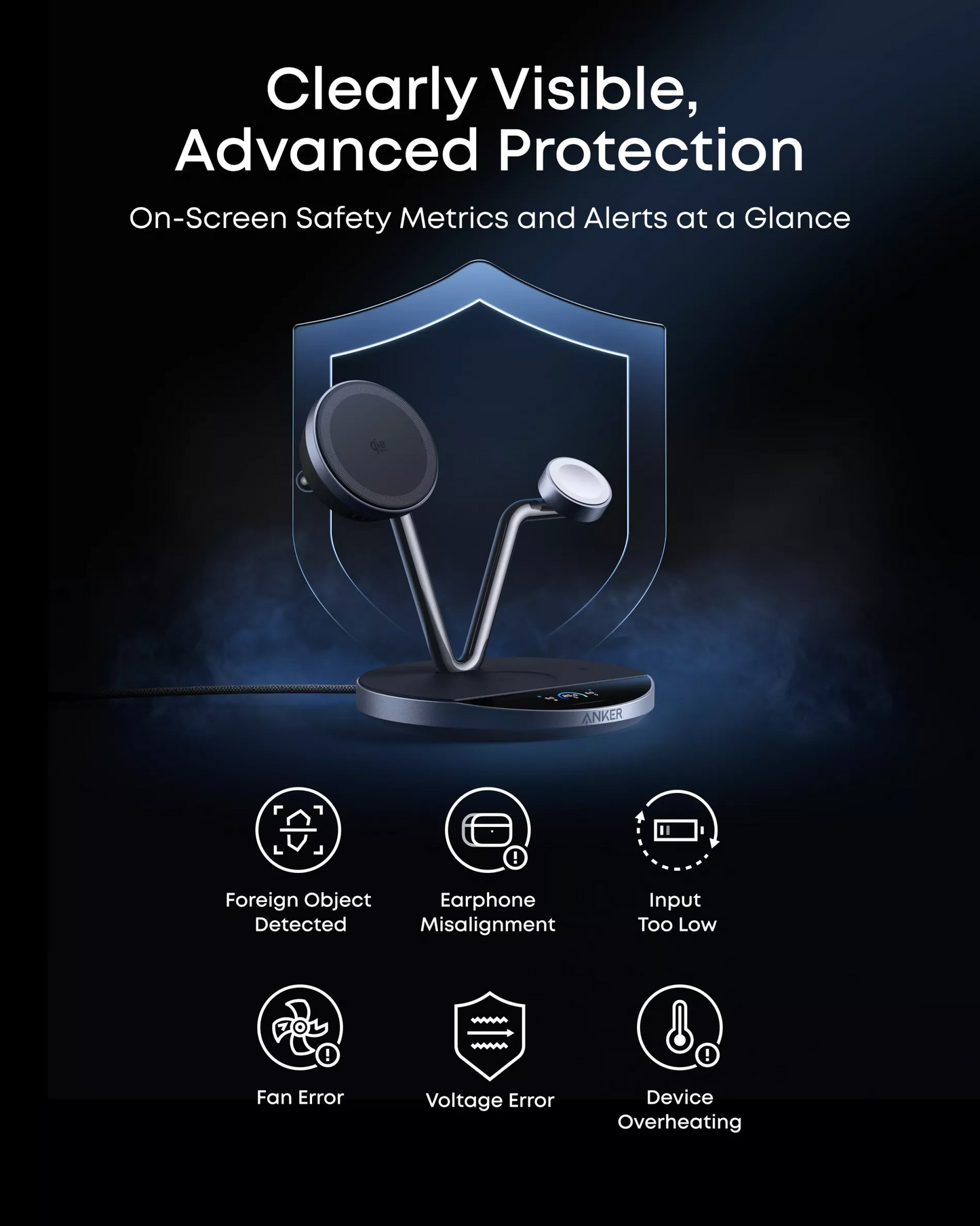 Anker Prime MagGo AirCool 3in1 Wireless Netzladegerät, 25W, Schwarz B25X7G11