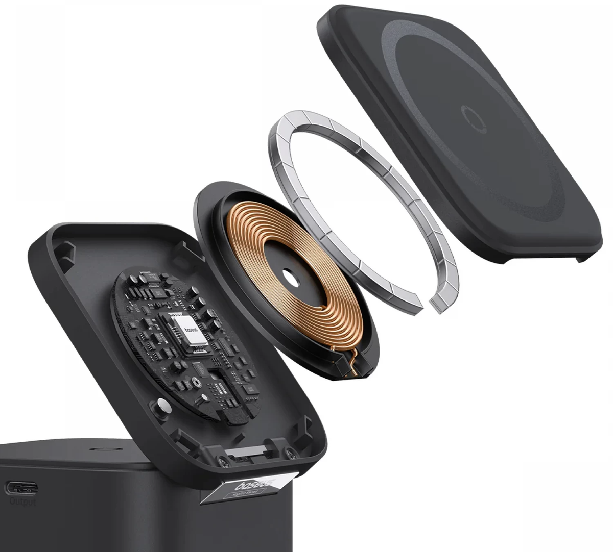 Baseus MagPro 3-in-1 kabelloses USB-C-Netzteil, 25 W, 1 x USB-C, Schwarz P10264100123-01