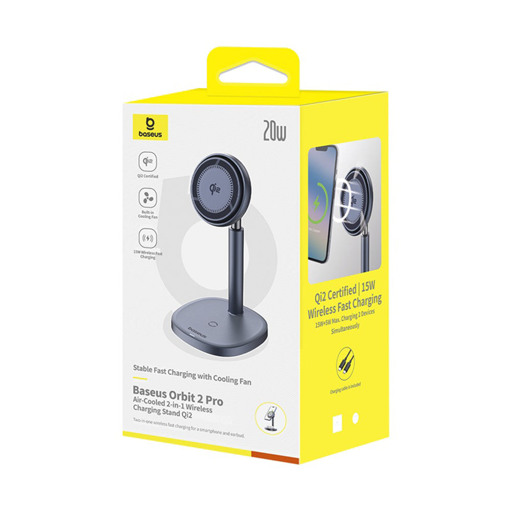 Chargeur Réseau Sans Fil Baseus Orbit 2 Pro 2en1, 20W, 1.67A, Gris P10273500813-00