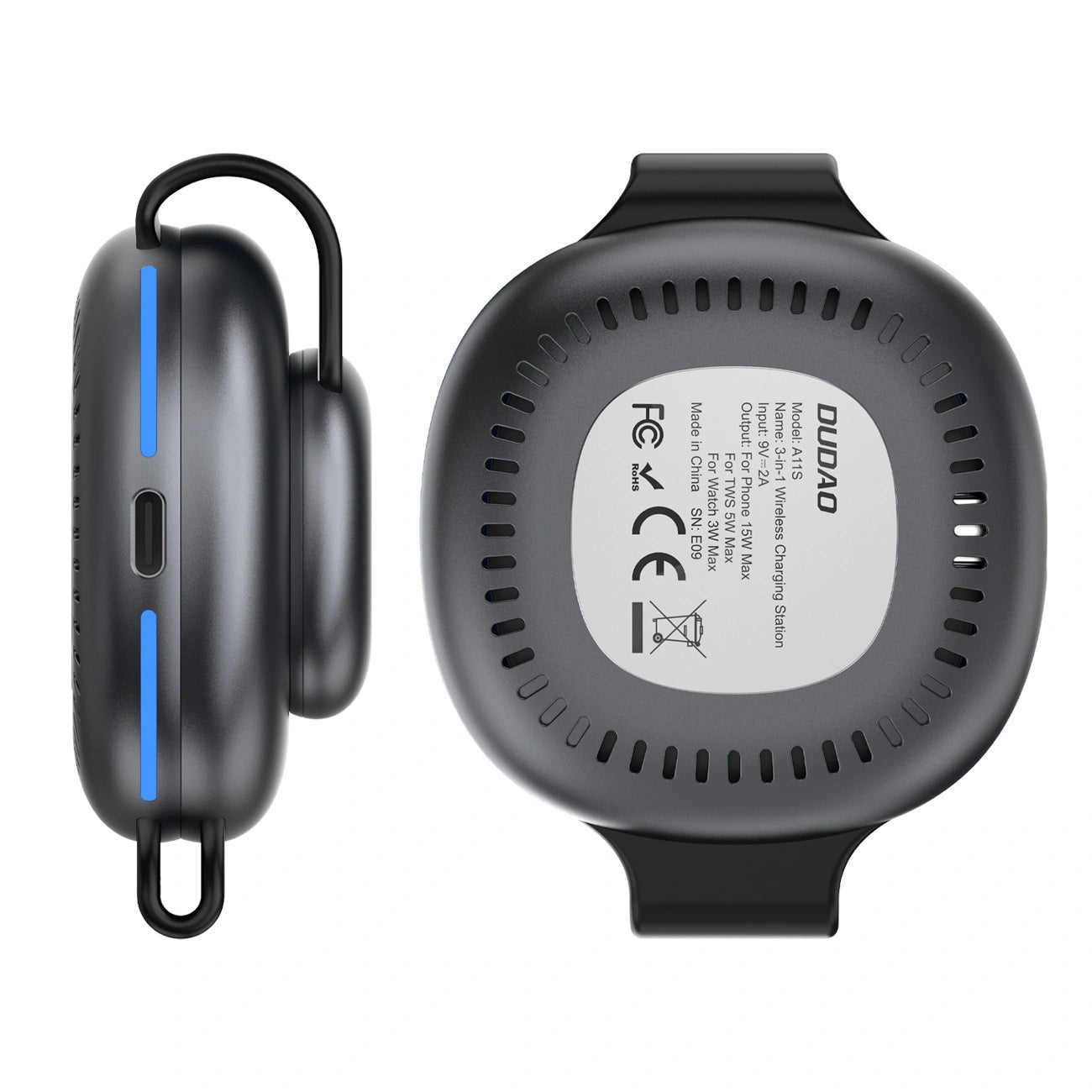 Dudao A11S 3in1 Wireless Netzladegerät, 15W, Schwarz