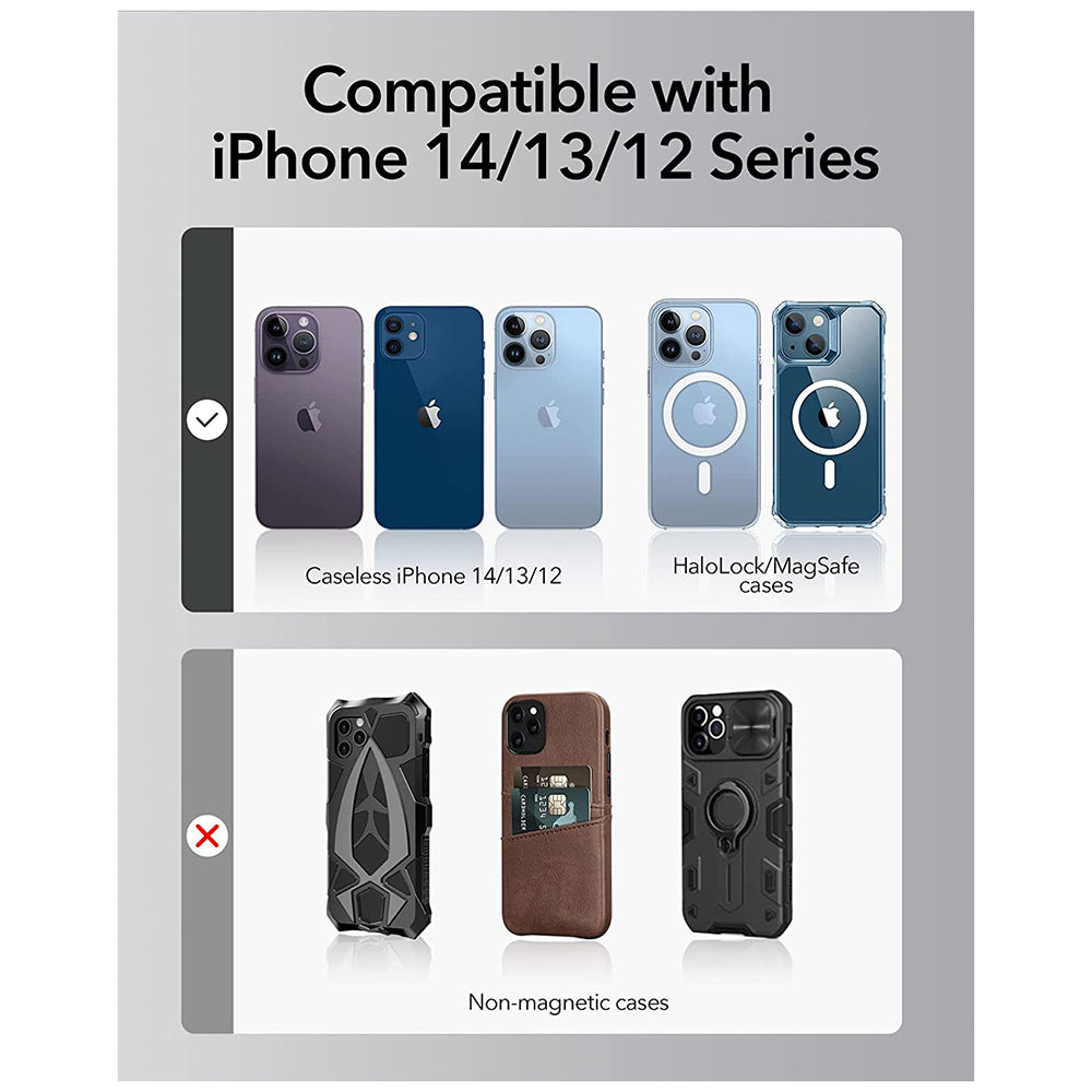 Wireless-Netzladegerät ESR HaloLock Shift, 15W, 1.67A, Weiß