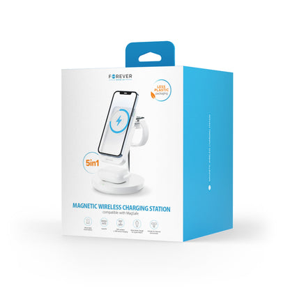 Forever MACS-100 5in1 Wireless Netzladegerät, 20W, 3A, 1 x USB-A, Weiß