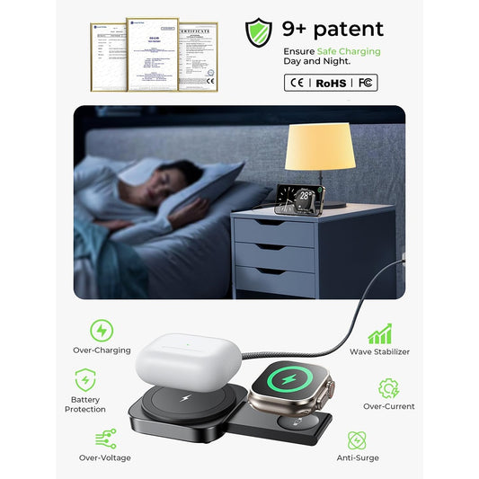 Lisen 2in1 Wireless Netzladegerät, 15W, 1.67A, Schwarz YL0324100013