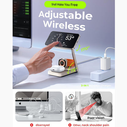 Draadloze Netlader Lisen 3in1, 15W, 1.67A, Wit YL0223110006