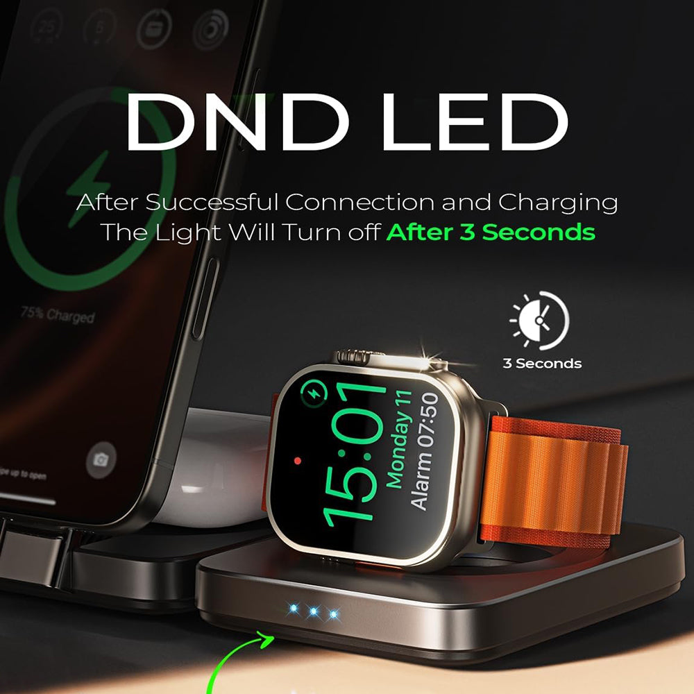 Chargeur Réseau Sans Fil Lisen W103 3en1, 7.5W, 1.1A, Noir YL0324090008