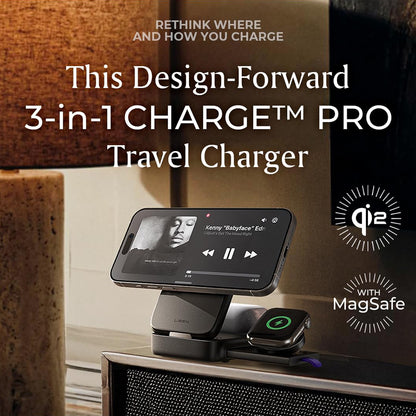 Chargeur Réseau Sans Fil Lisen W106 3en1, 15W, 1.67A, Gris YL0424120009