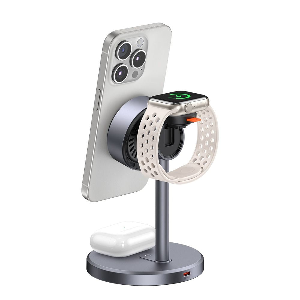 Chargeur Réseau Sans Fil McDodo CH-2462 Swan 3en1, 22.5W, 1.67A, Noir