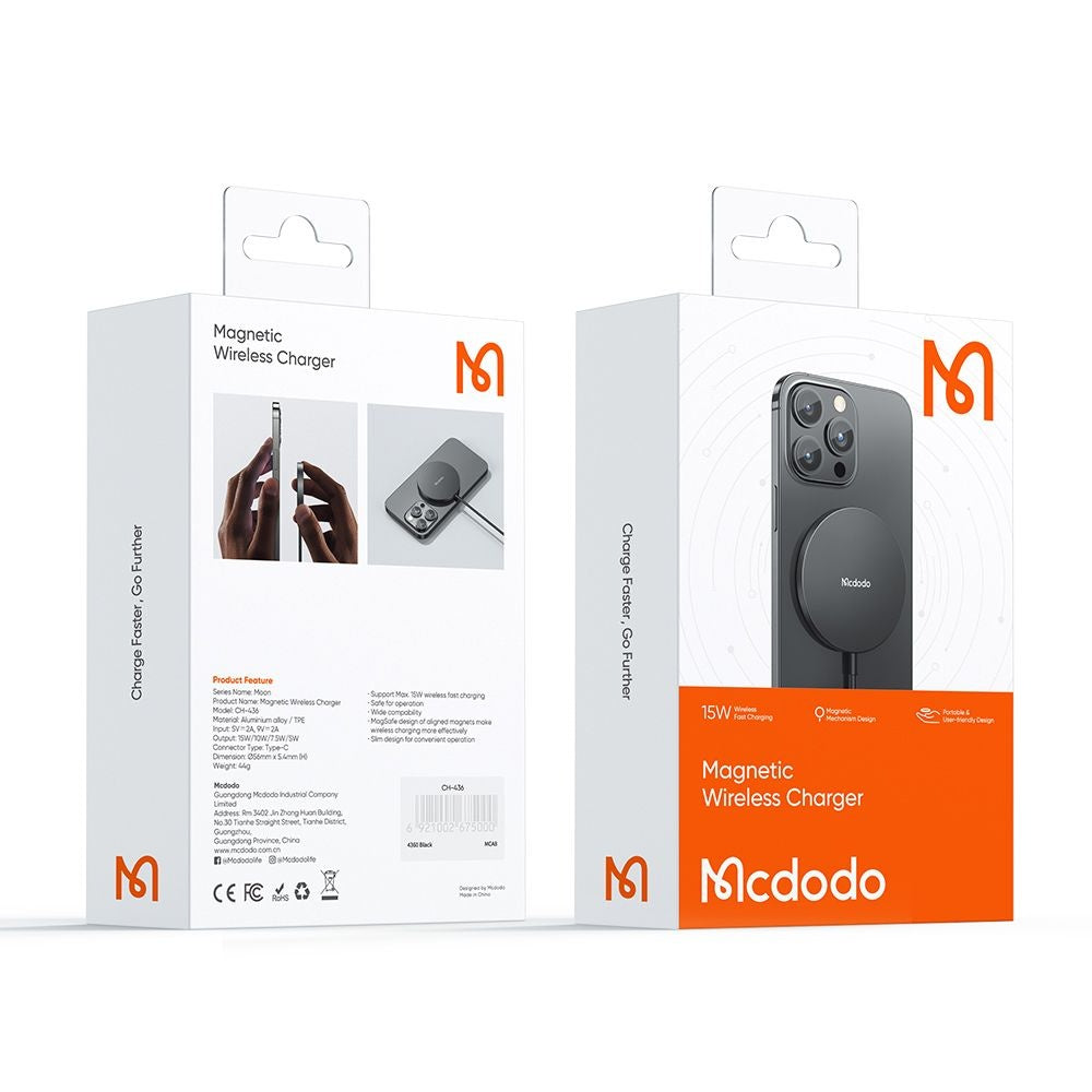 Drahtloses Netzladegerät McDodo CH-4360 Moon, 15W, 1.67A, Schwarz