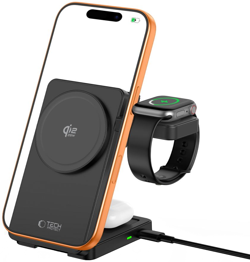 Wireless-Netzteil Tech-Protect A56 3in1, 25W, Schwarz