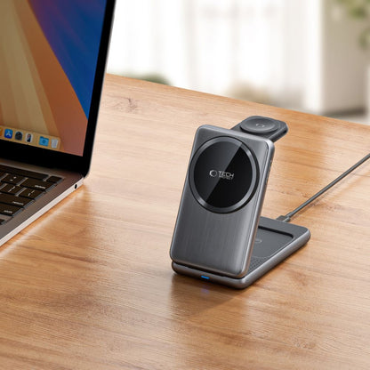 Drahtloses Netzladegerät Tech-Protect A42 3in1, 15W, 1.67A, Grau