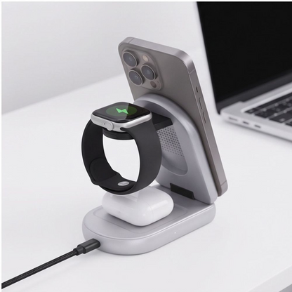 Chargeur Secteur Sans Fil Tech-Protect A53 3en1, 25W, Gris