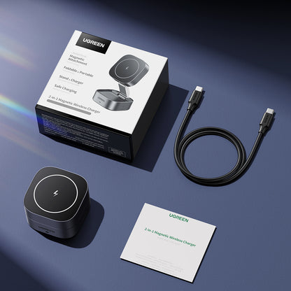 Chargeur Réseau Sans Fil UGREEN W526 3en1, 20W, 1.67A, 1 x USB-C, Noir