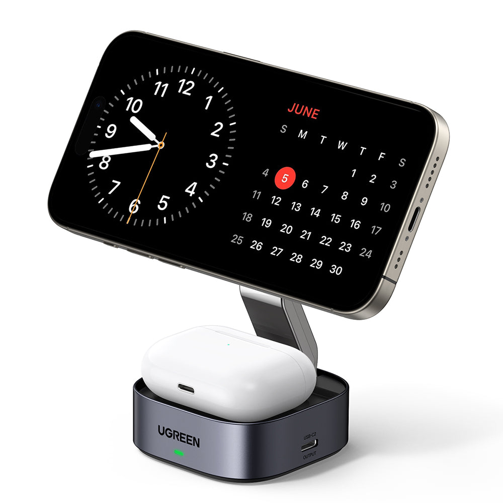 Chargeur Réseau Sans Fil UGREEN W526 3en1, 20W, 1.67A, 1 x USB-C, Noir