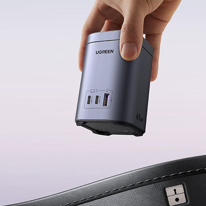 Chargeur Réseau Sans Fil UGREEN X555 4en1, 65W, 3.25A, 1 x USB-A - 2 x USB-C, Gris