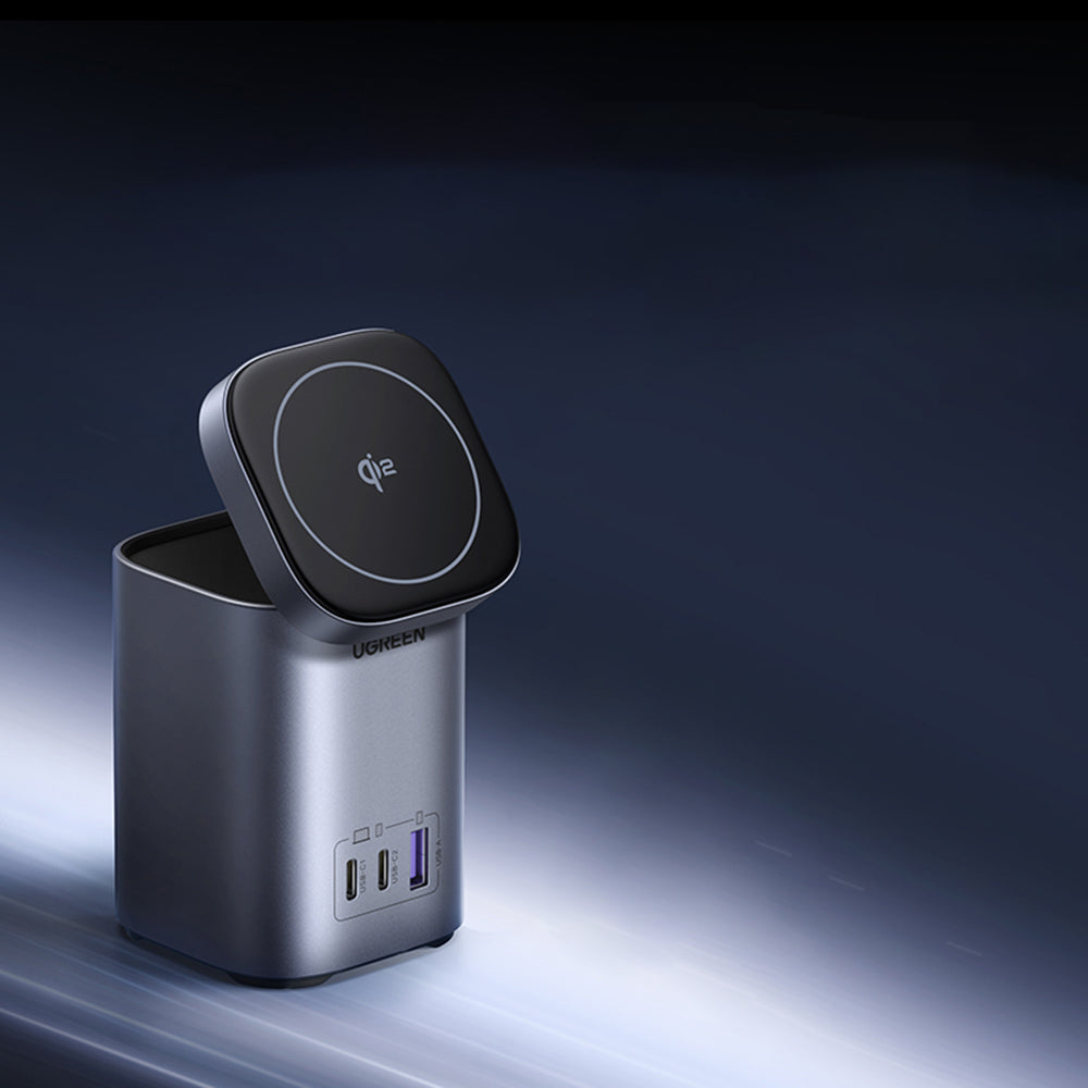 Chargeur Réseau Sans Fil UGREEN X555 4en1, 65W, 3.25A, 1 x USB-A - 2 x USB-C, Gris
