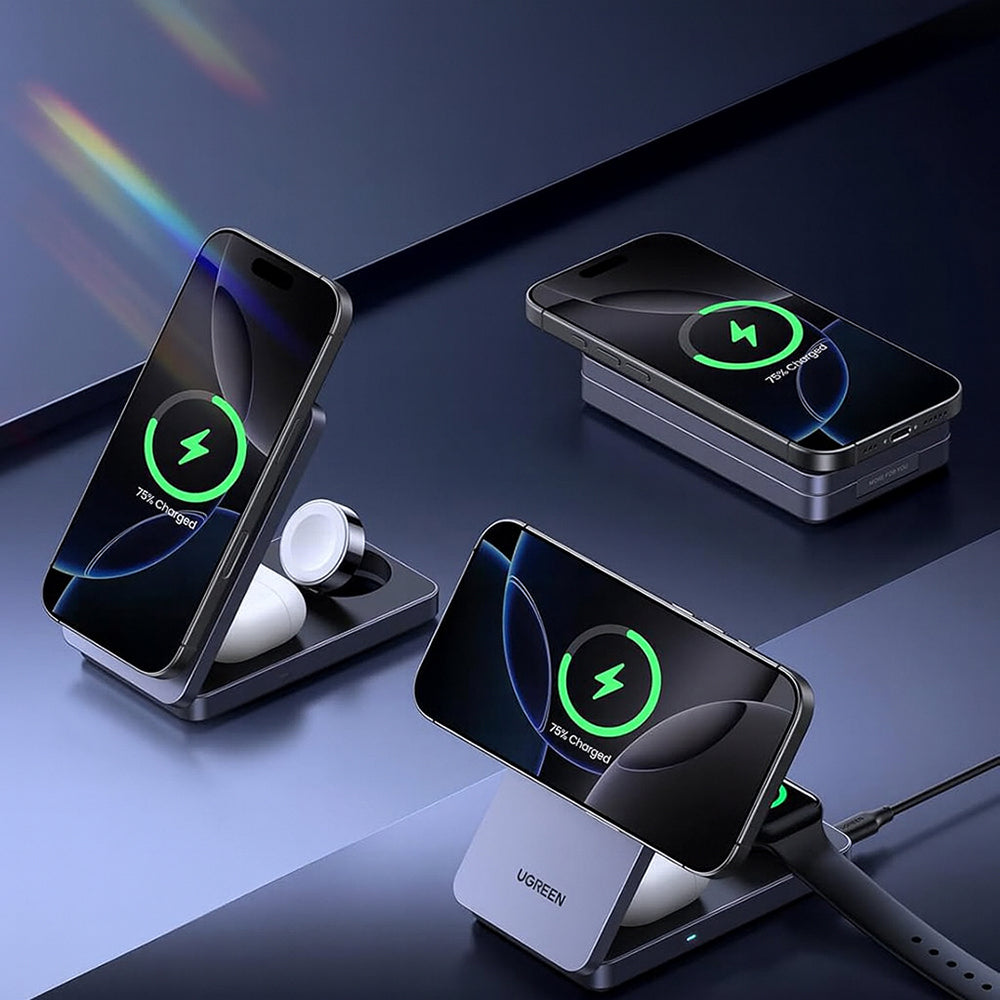 UGREEN W707 3in1 Wireless Netzladegerät, 25W, 1.67A, Grau
