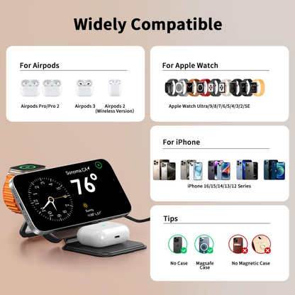 Draadloze Netwerkoplader XO Design CX035 3in1, 15W, 1.67A, Zwart