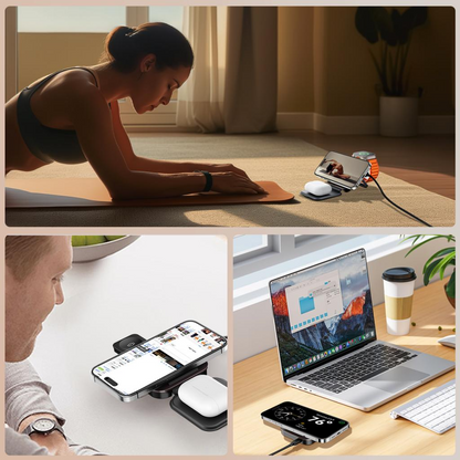 Draadloze Netwerkoplader XO Design CX035 3in1, 15W, 1.67A, Zwart