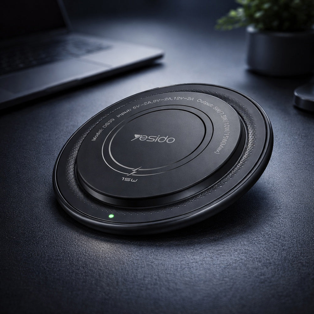 Chargeur Réseau Sans Fil Yesido DS39, 15W, 1.67A, Noir