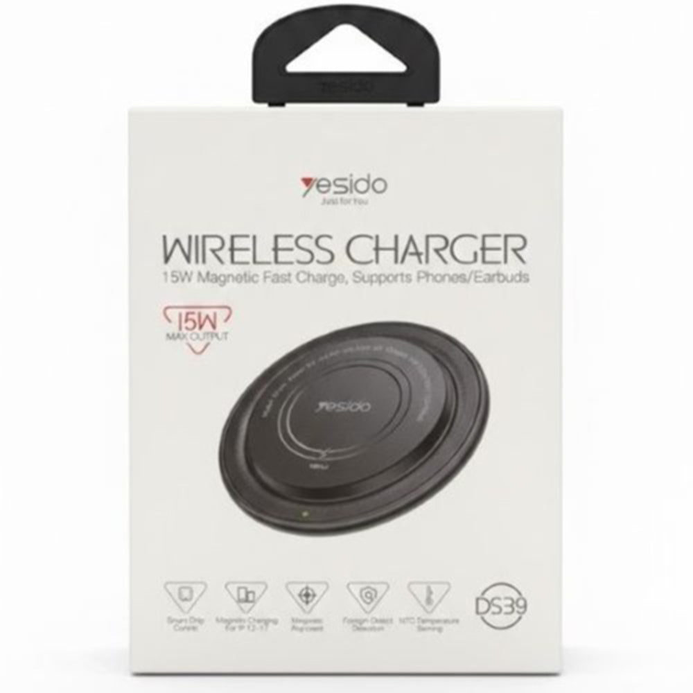 Chargeur Réseau Sans Fil Yesido DS39, 15W, 1.67A, Noir