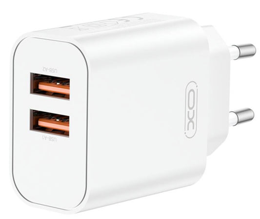 Netzladegerät XO Design CE34, 12W, 2.4A, 2 x USB-A, Weiß
