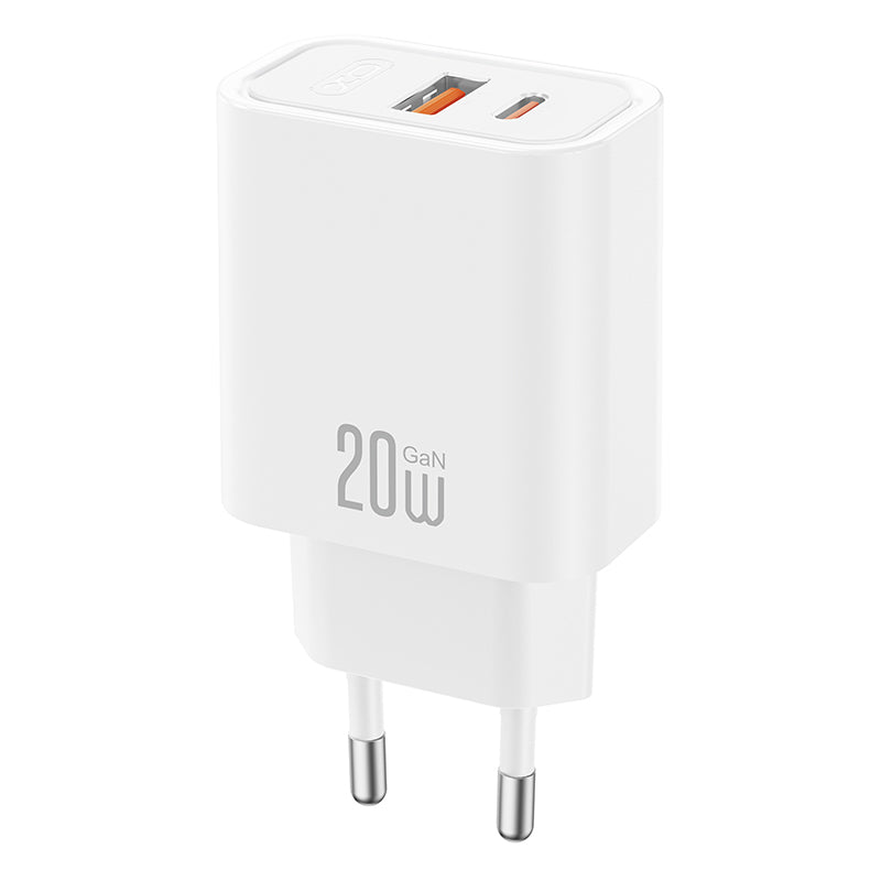 Chargeur Secteur XO Design CE40, 20W, 3A, 1 x USB-A - 1 x USB-C, Blanc