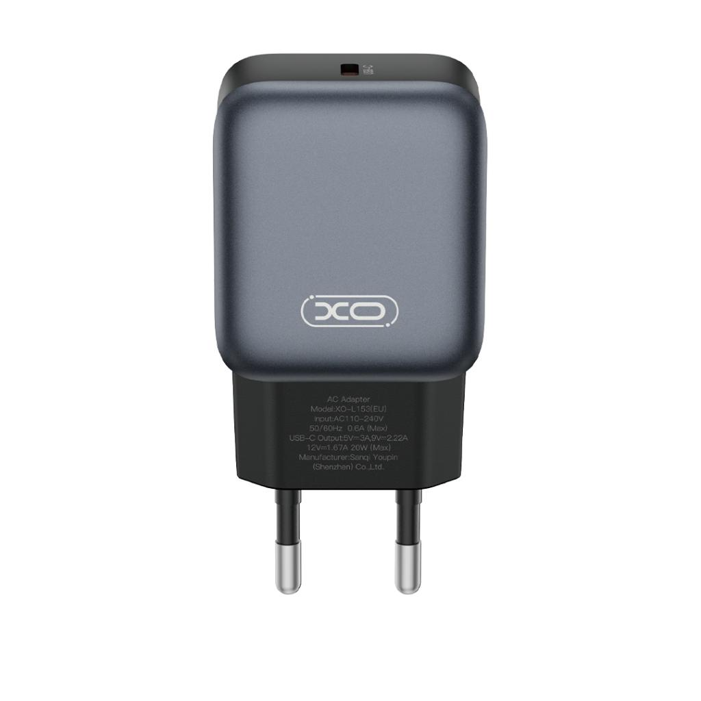 Netzladegerät XO Design L153, 20W, 3A, 1 x USB-C, Schwarz