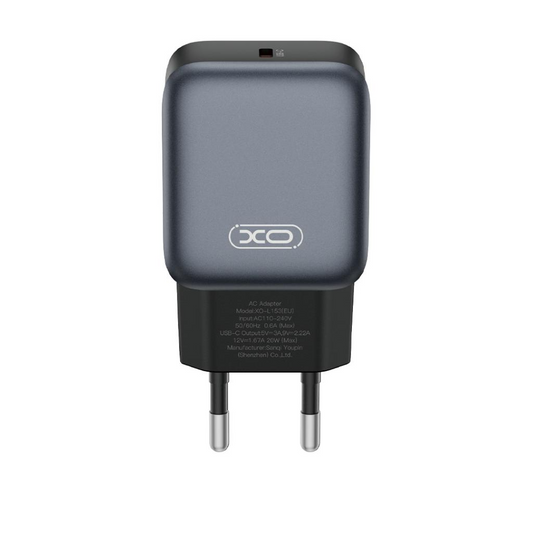 Netzladegerät XO Design L153, 20W, 3A, 1 x USB-C, Schwarz