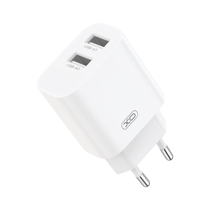 XO Design CE55 Mains Charger, 12W, 2.4A, 2 x USB-A, White