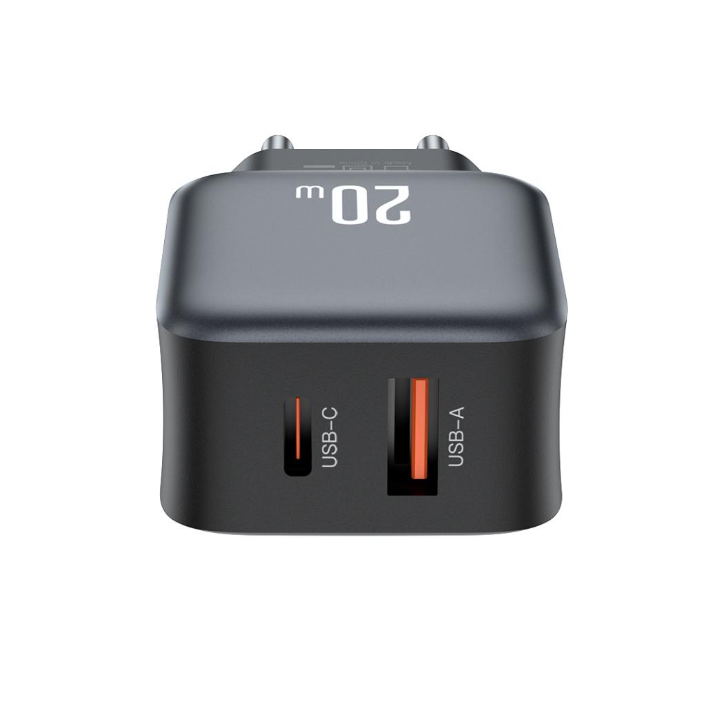 Netzladegerät XO Design L154, 20W, 3A, 1 x USB-A - 1 x USB-C, Schwarz