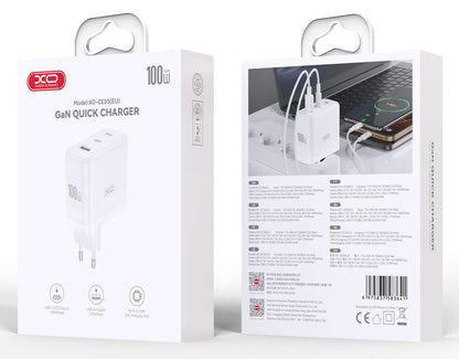 Netzladegerät XO Design CE35, 100W, 5A, 1 x USB-A - 2 x USB-C, Weiß