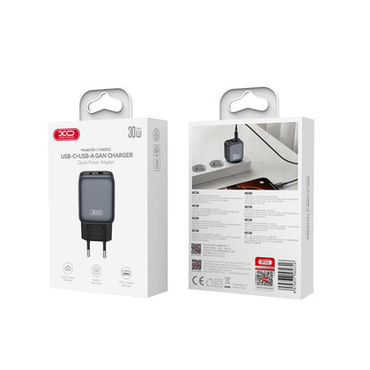 Netzladegerät XO Design L156, 30W, 3A, 1 x USB-A - 1 x USB-C, Schwarz