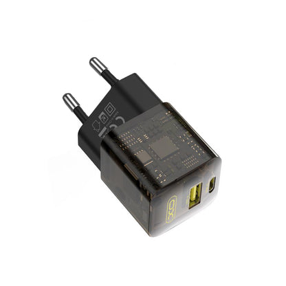 Chargeur Réseau XO Design CE05, 30W, 3A, 1 x USB-A - 1 x USB-C, Marron