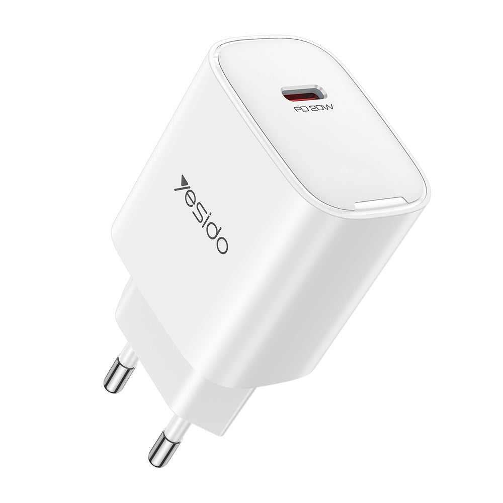 Chargeur réseau Yesido YC01E, 20W, 3A, 1 x USB-C, Blanc