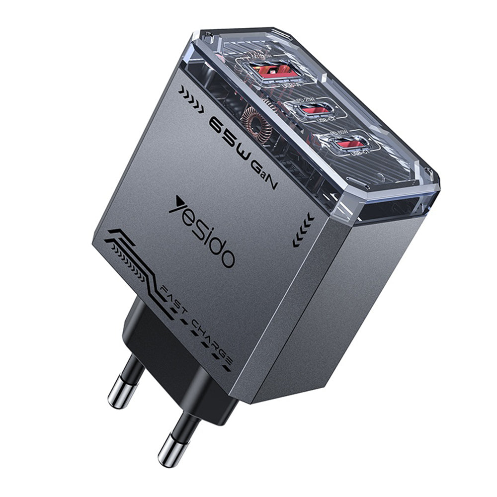 Netzladegerät Yesido YC101, 65W, 3.25A, 1 x USB-A - 2 x USB-C, Schwarz