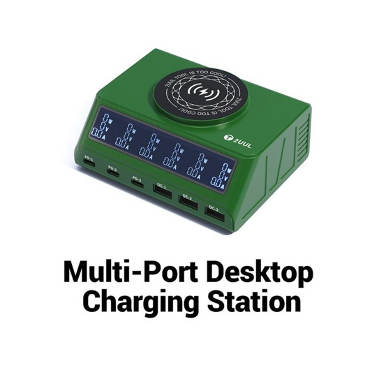 Oplader Station 2UUL PC11 QI, 110W, 3A, 3 x USB-A - 3 x USB-C, Groen